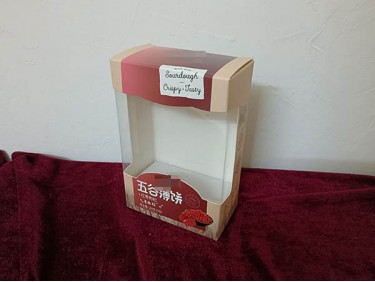 KH002 white card folding cardboard box PVC window paper tray emboss food box