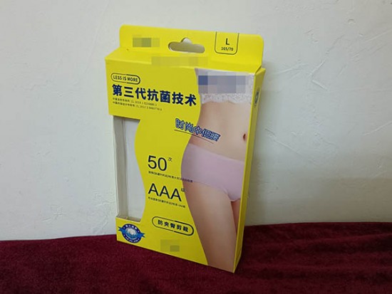 KH004 white card folding cardboard box with PVC window with hanger underwear box KH004 white card folding cardboard box with PVC window with hanger underwear box