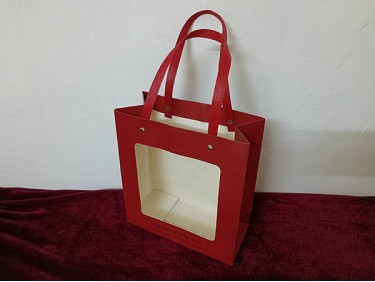 HB002 paper bag hand bag with PVC window hotstamp gift bag