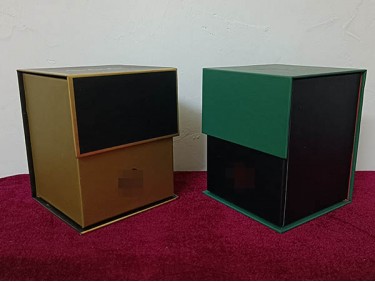 SX003 book shape box flip lid box magnet box hotstamp emboss velvet EVA tray perfume box